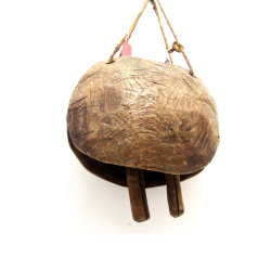 Dzwonek pasterski drewniany Vintage na sznurze XL